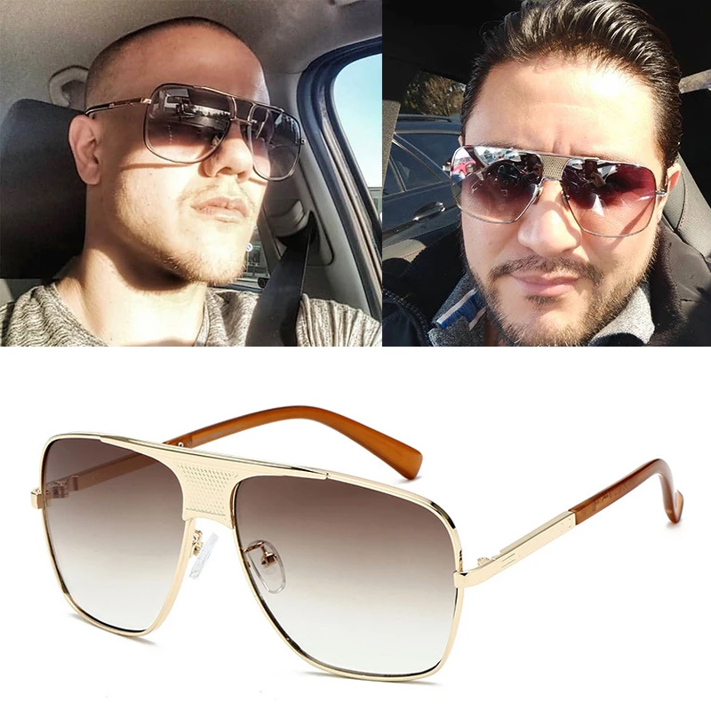 2020 NEW Men's metal high quality large frame sunglasses retro brand design driving sport toad pilot Oculos De Sol | Аксессуары для