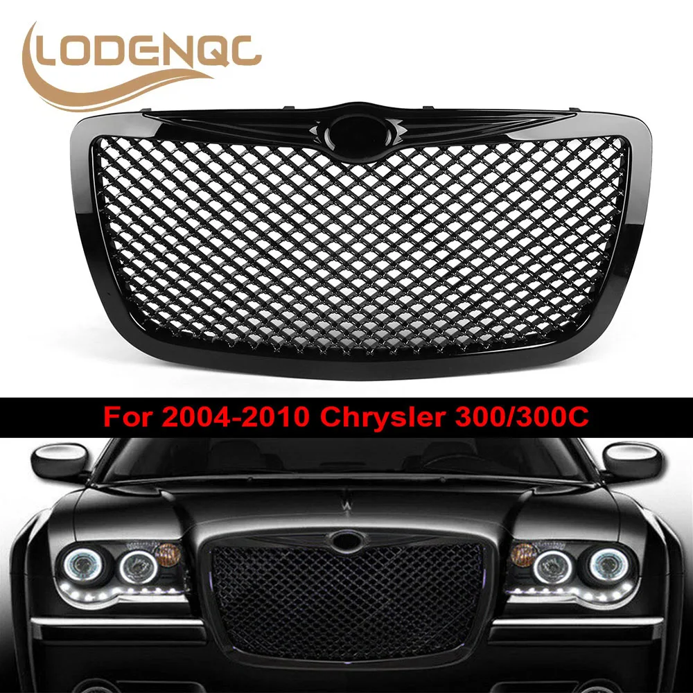 

Racing Car Front Grills For 2004 2005-2010 Chrysler 300 300C Limited Touring Chrome/Black Hood Grill Mesh Grille LC101088