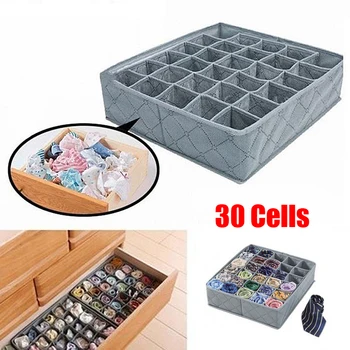 

Non-Woven Storage Box For Storing Socks Underwear Bra Tie Separate Drawer Wardrobe Storage Bag 30 Grid Removable Organizer