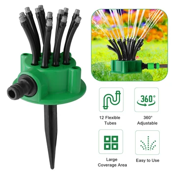 Garden Sprinkler Multi-Tips Lawn Sprinkler Head Nozzle 12 Flexible Spray Nozzles 360 Degree Rotating Gardening Watering System
Garden Sprinkler Multi-Tips Lawn Sprinkler Head Nozzle 12 Flexible Spray Nozzles 360 Degree Rotating Gardening Watering System