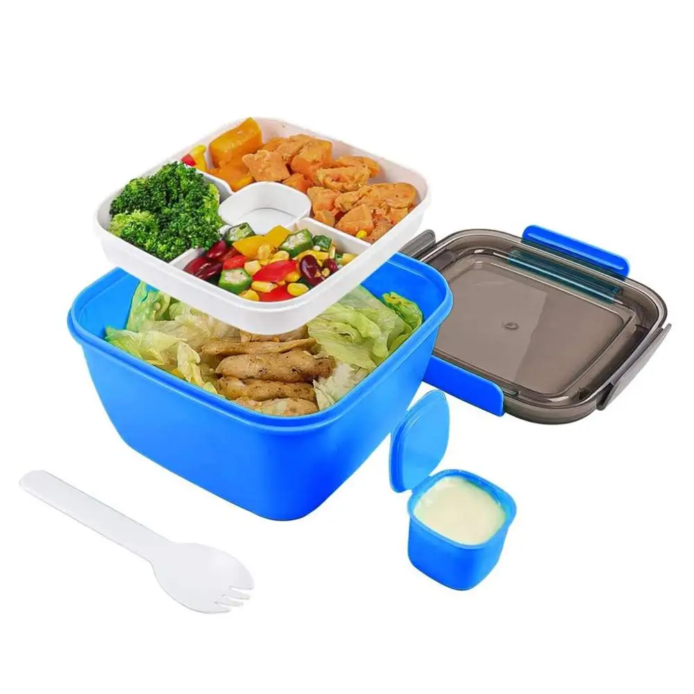 Salad Lunch Container with Salad Bowl and Fork 3-Compartment Lunch Box for Salad Toppings Snacks Microwave Safe
Salad Lunch Container with Salad Bowl and Fork 3-Compartment Lunch Box for Salad Toppings Snacks Microwave Safe