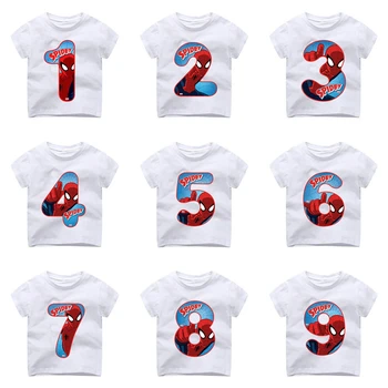Kids T-shirts Happy Birthday Spiderman Numbered 0-9th Printed T-shirt Toddler Boys And Girls Superhero Tshirt Baby Summer Tops
Kids T-shirts Happy Birthday Spiderman Numbered 0-9th Printed T-shirt Toddler Boys And Girls Superhero Tshirt Baby Summer Tops