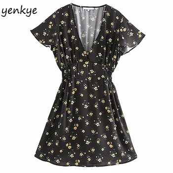 Floral Print Dress Women V Neck Short Sleeve Dress Lady Elastic Waist A-line Mini Summer Dress 2020 vestidos mujer OZZ9499
Floral Print Dress Women V Neck Short Sleeve Dress Lady Elastic Waist A-line Mini Summer Dress 2020 vestidos mujer OZZ9499