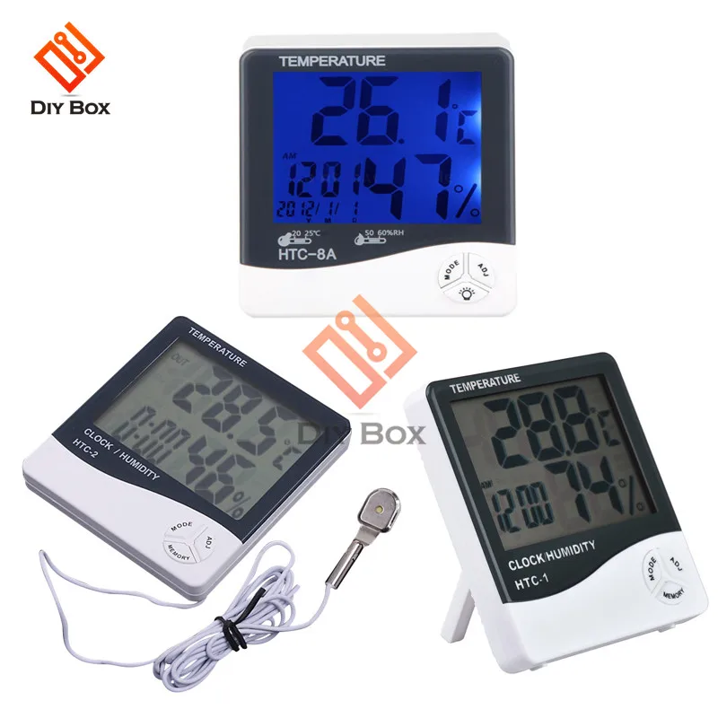 HTC-1 HTC-2 HTC-8A Digital LCD Temperature Humidity Meter Electronic Thermometer Hygrometer Weather Station Indoor Outdoor Clock
HTC-1 HTC-2 HTC-8A Digital LCD Temperature Humidity Meter Electronic Thermometer Hygrometer Weather Station Indoor Outdoor Clock