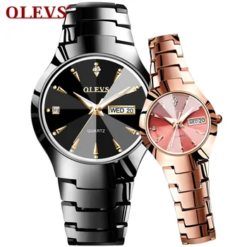 OLEVS Luxury Tungsten Steel Couples Quartz Watch Wristwatch for Women Men 30M Water Resistant Japan Movement
OLEVS Luxury Tungsten Steel Couples Quartz Watch Wristwatch for Women Men 30M Water Resistant Japan Movement