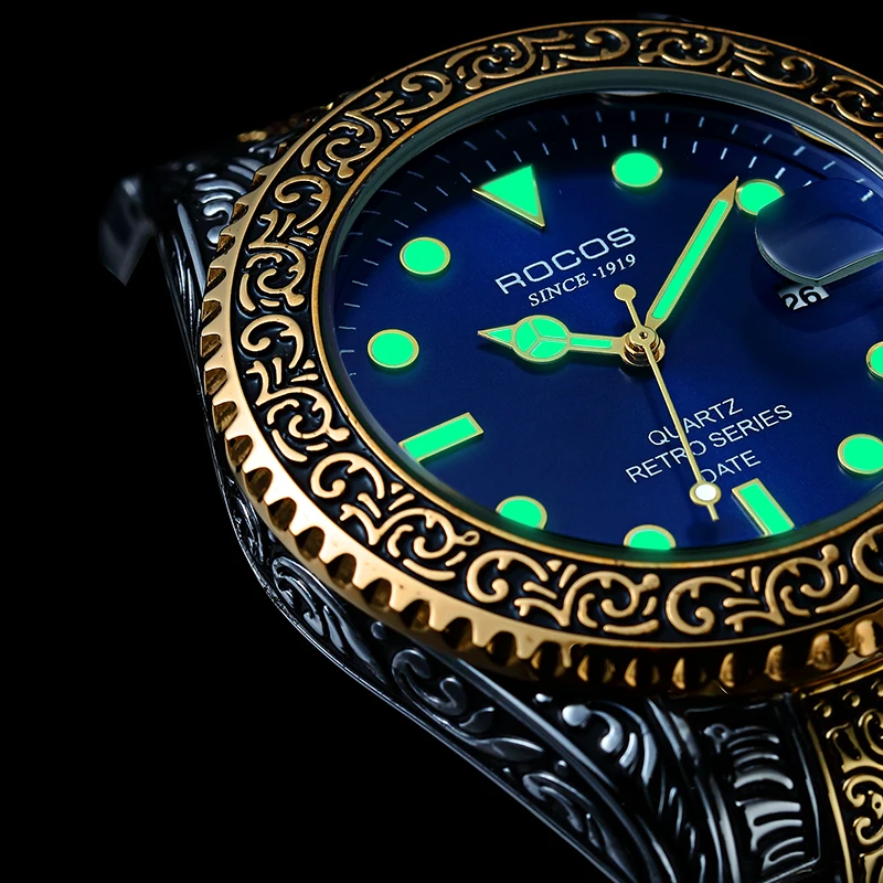 ROCOS 2020 New Mens Watches Top Brand Tungsten Steel Chronograph Waterproof Sport Luminescence Quartz Watch For Men R0406 ROCOS 2020 New Mens Watches Top Brand Tungsten Steel Chronograph Waterproof Sport Luminescence Quartz Watch For Men R0406