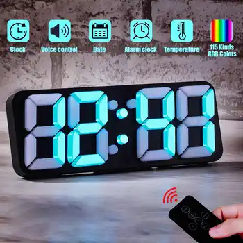 3D Remote Control Digital Wall Clock 115 Colors LED Table Clock Time Alarm Temperature Date Sound Control Night Light
3D Remote Control Digital Wall Clock 115 Colors LED Table Clock Time Alarm Temperature Date Sound Control Night Light