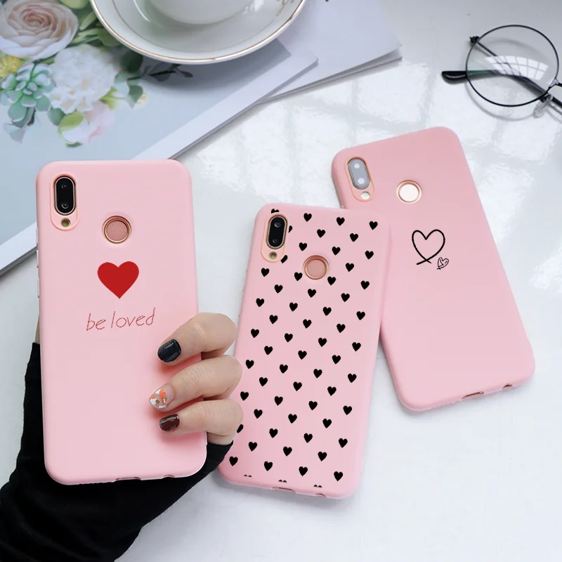 Розовый чехол из ТПУ с сердечками для Huawei P Smart P30 P20 Lite 2019 Nova 3 3i 4 5 3e 4e 2i 2 Y9 Y7 Y5 Prime Y6 Pro