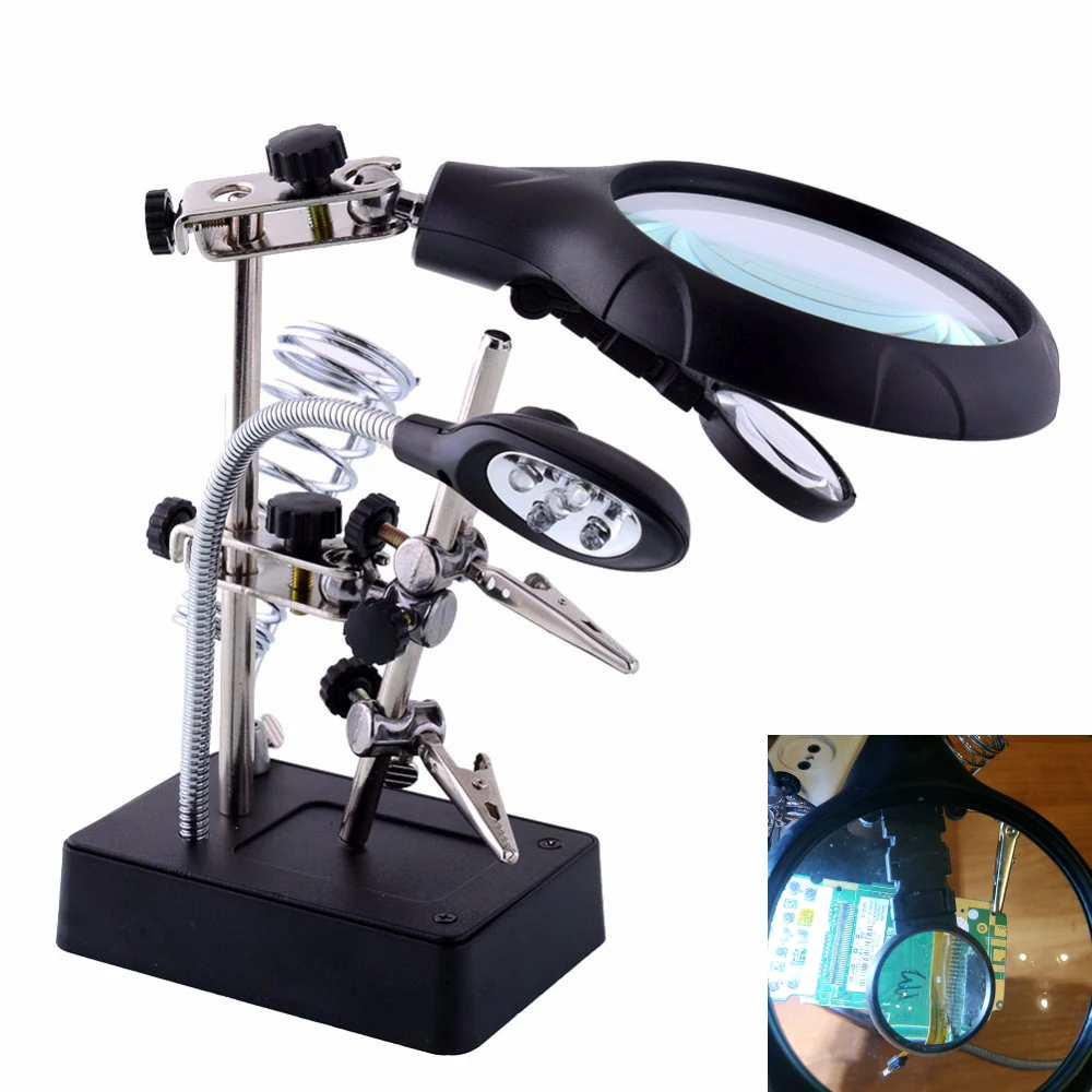 Desk Lamp Welding 3 Kinds Lens Magnifying Glass 5 LED Clip Loupe Hand Solder Iron Holder Illuminated Magnifier Station Lights
Desk Lamp Welding 3 Kinds Lens Magnifying Glass 5 LED Clip Loupe Hand Solder Iron Holder Illuminated Magnifier Station Lights