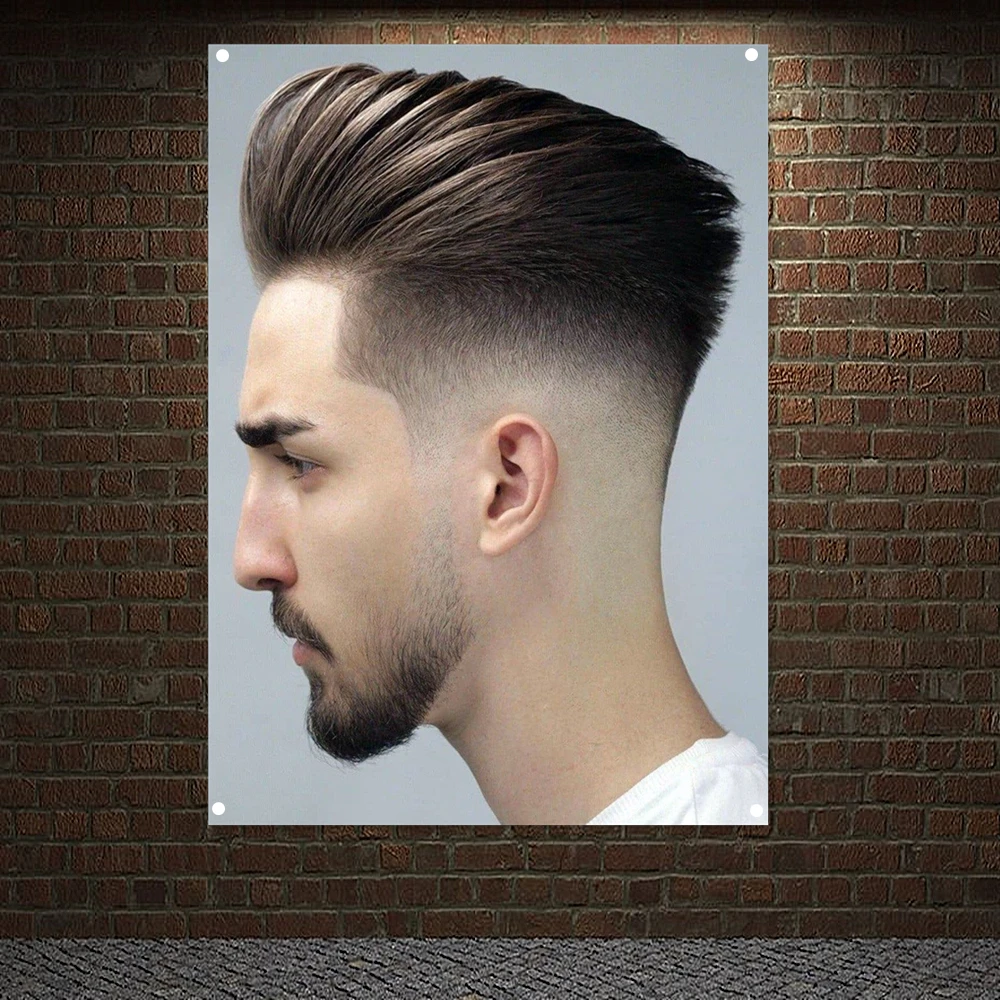 

Men's Carving Hairstyle Poster Flag Wallpaper Tapestry Print Art Best Mens Edgy Haircuts Banner Wall Art Men's Oil Head Picture