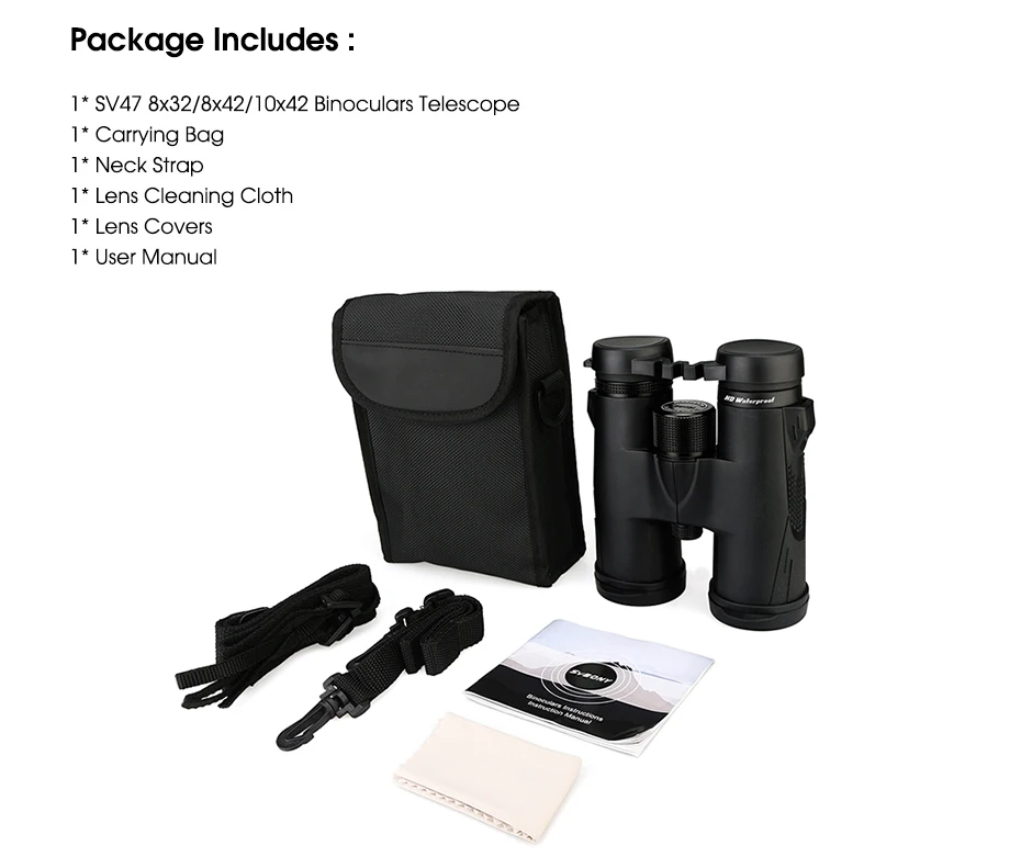 SVBONY SV47 Powerful Binoculars 8x32/8x42/10x42 Professional Telescope BAK4 FMC camping equipment for Birdwatching Survival SVBONY SV47 Powerful Binoculars 8x32/8x42/10x42 Professional Telescope BAK4 FMC camping equipment for Birdwatching Survival