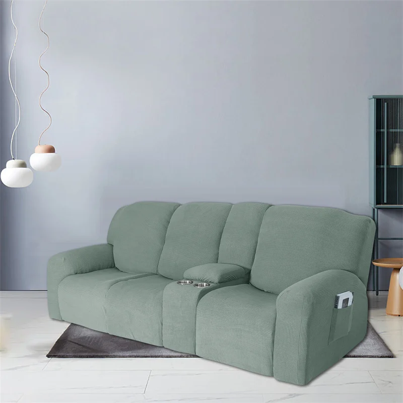 Housse extensible pour fauteuil inclinable 3 places, avec porte-gobelet, en polaire, pour salon Housse extensible pour fauteuil inclinable 3 places, avec porte-gobelet, en polaire, pour salon