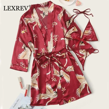 3pcs Pijama Women Pajamas Sets Sexy Lace Bralette Shorts Bathrobe Nightwear Sleepwear Suits Satin Pajamas For Women Pijama Mujer 
3pcs Pijama Women Pajamas Sets Sexy Lace Bralette Shorts Bathrobe Nightwear Sleepwear Suits Satin Pajamas For Women Pijama Mujer