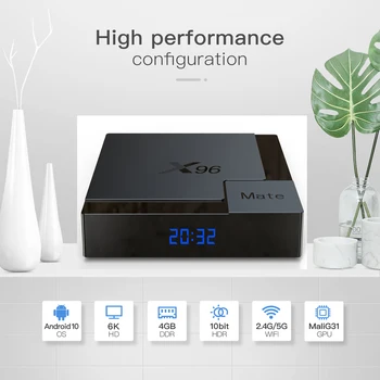 X96 Mate Android 10 TV Box 4K 4GB 64G Allwinner H616 Quad Core 32G Bluetooth5.0 5Ghz wifi 100M Ethernet Google Voice Assistant
X96 Mate Android 10 TV Box 4K 4GB 64G Allwinner H616 Quad Core 32G Bluetooth5.0 5Ghz wifi 100M Ethernet Google Voice Assistant