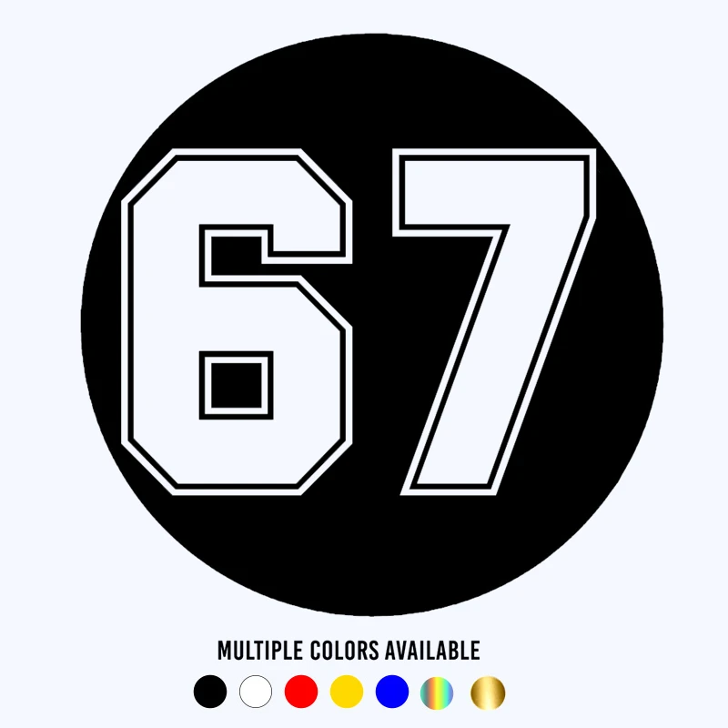 CK20309# Various Sizes Die-cut Vinyl Decal Figure Number 67 Car Sticker Waterproof Auto Decors on Car Body Bumper Rear Window
CK20309# Various Sizes Die-cut Vinyl Decal Figure Number 67 Car Sticker Waterproof Auto Decors on Car Body Bumper Rear Window