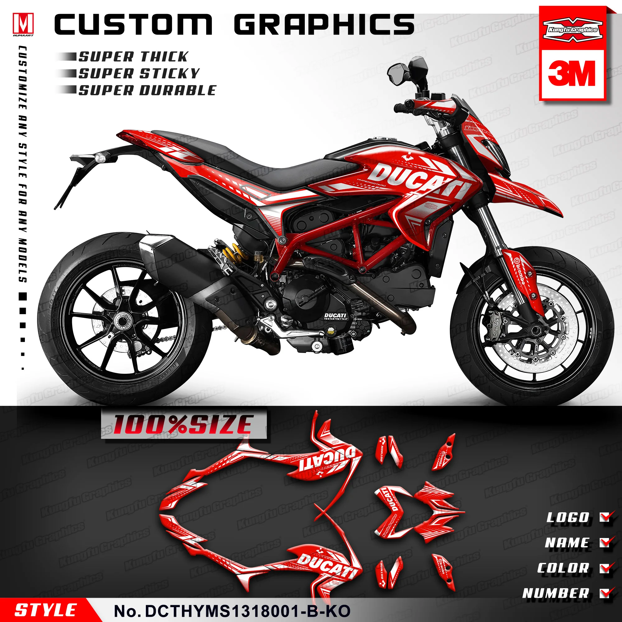 KUNGFU GRAPHICS Motorcycle Stickers Kit Full Wrap Red for DUCATI Hypermotard Hyperstrada 821 939 2013-2018 (DCTHYMS1318001-B-KO)
KUNGFU GRAPHICS Motorcycle Stickers Kit Full Wrap Red for DUCATI Hypermotard Hyperstrada 821 939 2013-2018 (DCTHYMS1318001-B-KO)