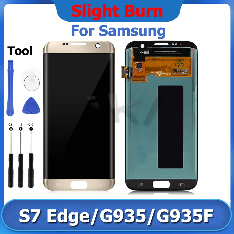 Фото ЖК-дисплей AMOLED Red Burn 5 ''для SAMSUNG Galaxy S7 Edge G935A G935 G935F с сенсорным экраном и