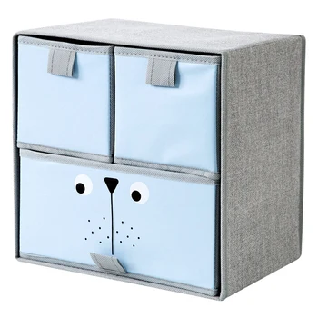 

3 Grid Retractable Drawer Box Fabric Clothes Drawer Artifact with Lid Clothing Underwear Drawer Box Non-Woven Folding