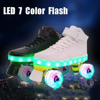 New Style Led Rechargeable 7 Colorful Luminous Double Row 4 Wheel Roller Skates Patines Outdoor Men Women Shoes
New Style Led Rechargeable 7 Colorful Luminous Double Row 4 Wheel Roller Skates Patines Outdoor Men Women Shoes