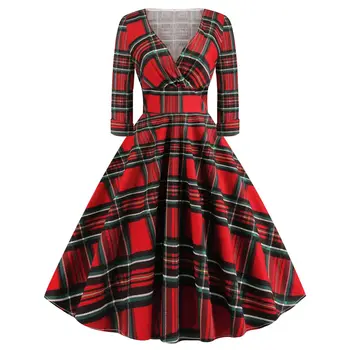 Plaid Print Checkered Red Women Retro Dresses Plus Size 4XL V Neck Long Sleeves 50s Rockabilly Vintage Dress Tunic Robe Vestidos
Plaid Print Checkered Red Women Retro Dresses Plus Size 4XL V Neck Long Sleeves 50s Rockabilly Vintage Dress Tunic Robe Vestidos