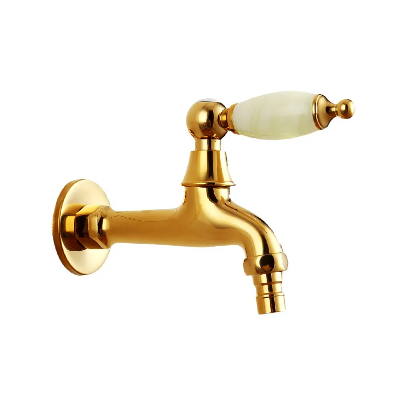 

Soild Brass & Jade Washing Machine Faucets Single Cold Wall Mounted G1/2/G3/4 Bibcock Outdoor Garden Mop Pool Small Taps Gold