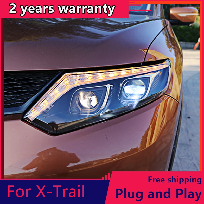 

KOWELL Car Styling for Nissan X-Trail Headlights 2014-2016 for X-Trail LED Headlight DRL Lens Double Beam H7 HID Xenon bi xenon