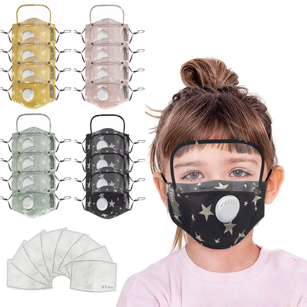 4 шт. maks + 8 Fliters для детей PM2.5 пылезащитный Хлопок лица многоразовый Отрегулируйте
