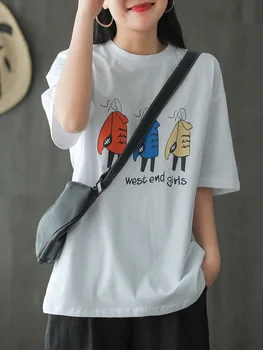 Women's 2020 Spring Vintage Style Loose-fit Carttoon Printed Cotton T-shirt O Neck Fashion Tees And Pullovers Female Half Sleeve
Women's 2020 Spring Vintage Style Loose-fit Carttoon Printed Cotton T-shirt O Neck Fashion Tees And Pullovers Female Half Sleeve