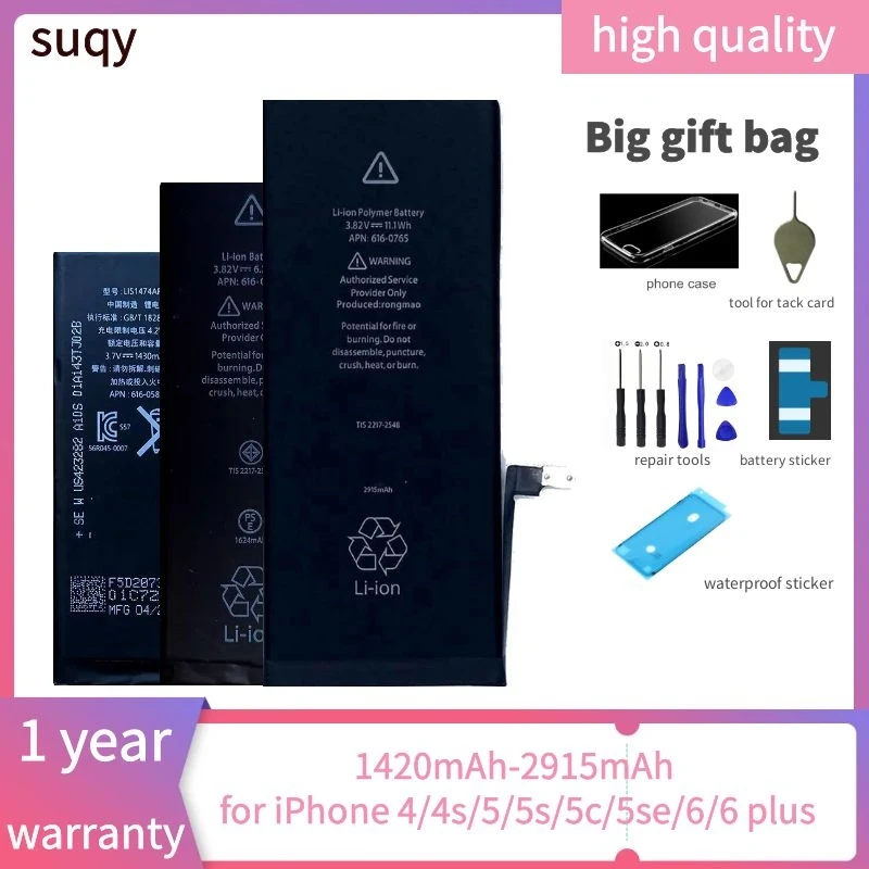 Suqy for Iphone 5 Battery for Iphone 6 Plus Battery for Apple Iphone 4 4s 5 5s 5c Se 6 6 Plus Accumulator Rechargeable Batteries
Suqy for Iphone 5 Battery for Iphone 6 Plus Battery for Apple Iphone 4 4s 5 5s 5c Se 6 6 Plus Accumulator Rechargeable Batteries