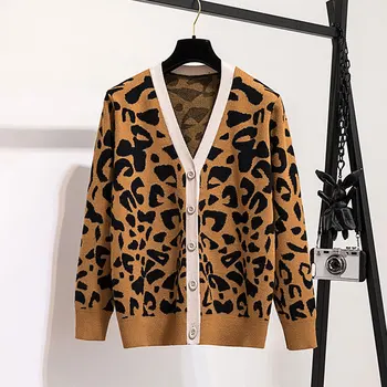 Autumn Spring Leopard Thick Cardigan Women Long Sleeve Button Sweet Knitted Jacket Cardigan Sweater Female Outwear Coat 2020
Autumn Spring Leopard Thick Cardigan Women Long Sleeve Button Sweet Knitted Jacket Cardigan Sweater Female Outwear Coat 2020