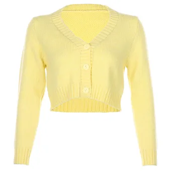 PADEGAO Knitted Sweaters for Women 2020 Single Breasted Casual Cardigans Ladies Autumn Outerwear Slim Short Sweaters BJ3135