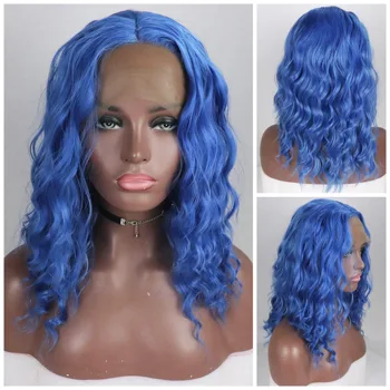 Women Short Lace Front Wigs Synthetic Hair curly Short Wig for Cosplay Heat Resistance Blue brown Whith purple 4 orders
Women Short Lace Front Wigs Synthetic Hair curly Short Wig for Cosplay Heat Resistance Blue brown Whith purple 4 orders
