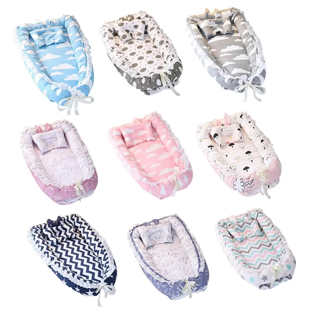 

Baby Nest Cartoon Bionic Print Detachable Washable Portable Bed Baby Multifunctional Travel Cot Newborn Mattress