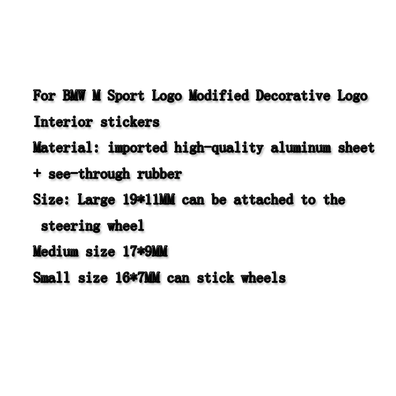 10Pcs Car Logo Badge Sticker for BMW M Standard Large/Medium/Small Sticker 1 /5 / 7 Series X3 Interior Sticker Decoration
10Pcs Car Logo Badge Sticker for BMW M Standard Large/Medium/Small Sticker 1 /5 / 7 Series X3 Interior Sticker Decoration
