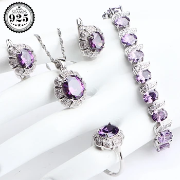 Purple CZ Silver 925 Bridal Women Jewelry Sets Natural Stones Charms Bracelets Earrings Rings Wedding Necklace Pendant Set
Purple CZ Silver 925 Bridal Women Jewelry Sets Natural Stones Charms Bracelets Earrings Rings Wedding Necklace Pendant Set