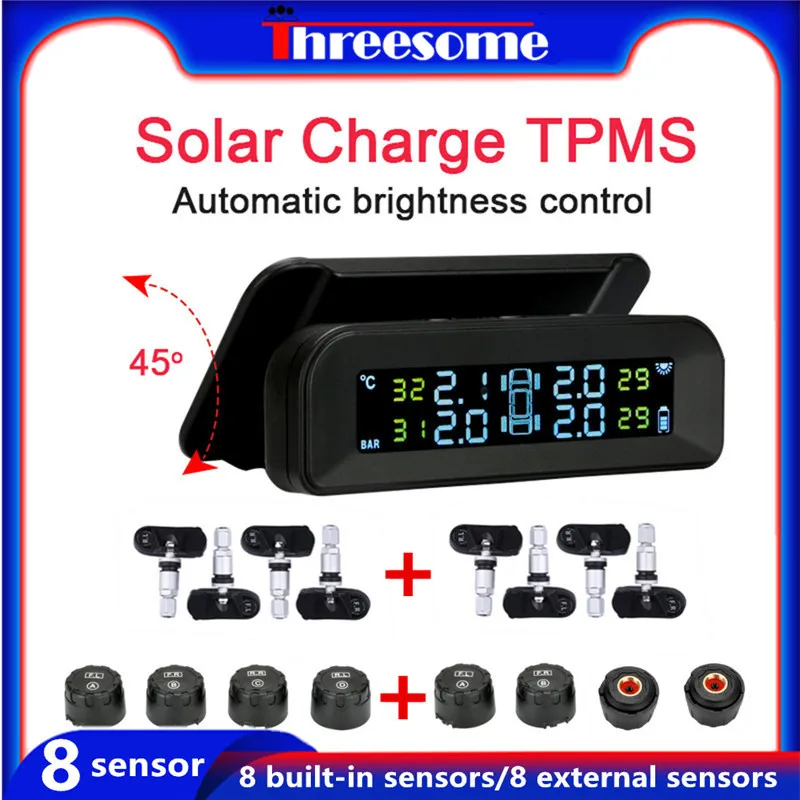 Upgrade TPMS Car Tire Pressure Monitor System Automatic Brightness Control Solar Power Adjustable LCD screen Wireless 4/5/8 tire
Upgrade TPMS Car Tire Pressure Monitor System Automatic Brightness Control Solar Power Adjustable LCD screen Wireless 4/5/8 tire