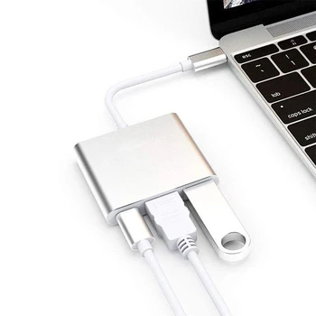USB Type-C HUB 3 In 1 USB C Adapter With HDMI USB 3.1 Ports Aluminum Alloy Multifunctional Conversion Line Transmission
USB Type-C HUB 3 In 1 USB C Adapter With HDMI USB 3.1 Ports Aluminum Alloy Multifunctional Conversion Line Transmission