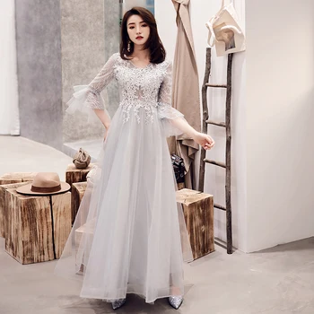 Flare Sleeve Lady Elegant Evening Party Gown Appliques Vestidos A-line Noble Cheongsam Persepective Sexy Maxi Chinese Mesh Dress
Flare Sleeve Lady Elegant Evening Party Gown Appliques Vestidos A-line Noble Cheongsam Persepective Sexy Maxi Chinese Mesh Dress