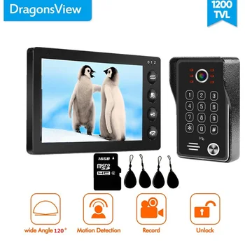 

Dragonsview 7 Inch Video Door Phone Doorbell Intercom System with RFID Password 1200TVL Motion Detection Record Night Vision