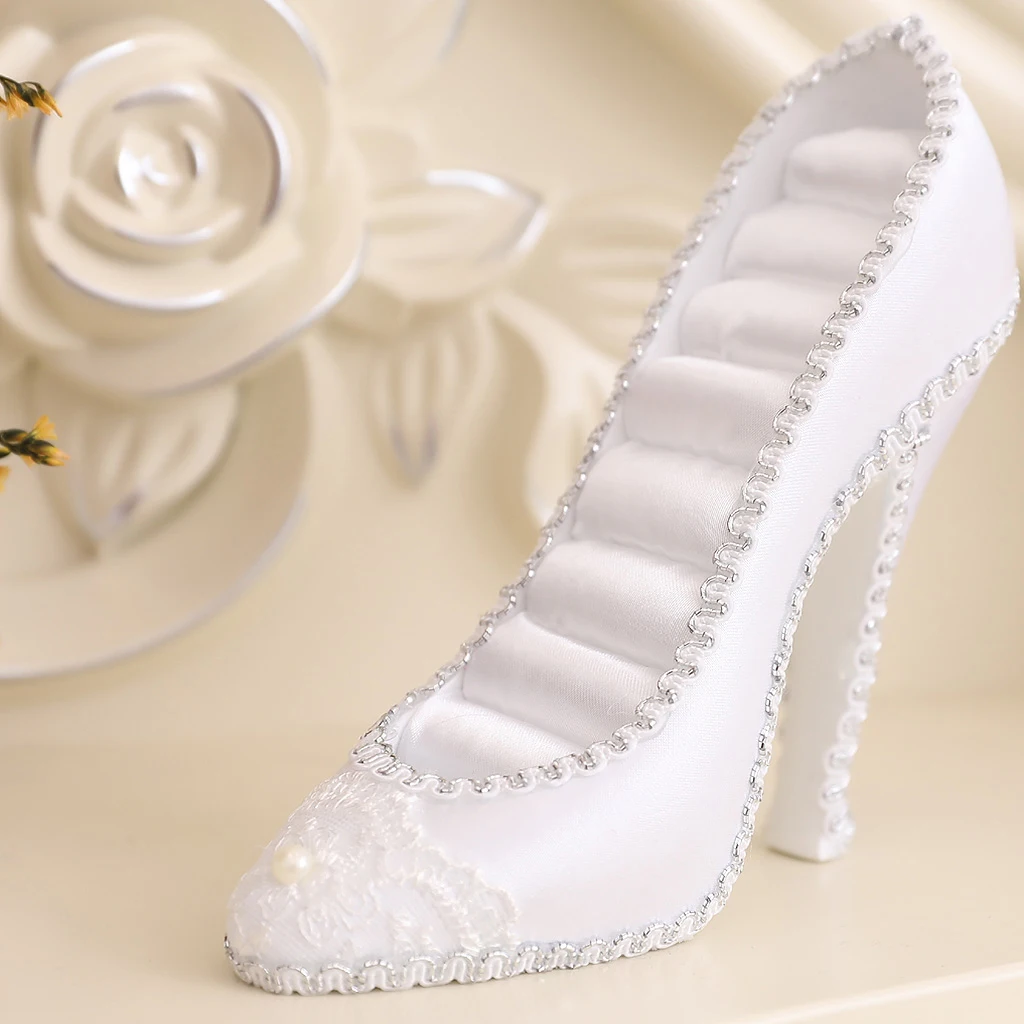 White Resin High-heel Shoes Ring Roll Display Stand Rack Organizer White Resin High-heel Shoes Ring Roll Display Stand Rack Organizer