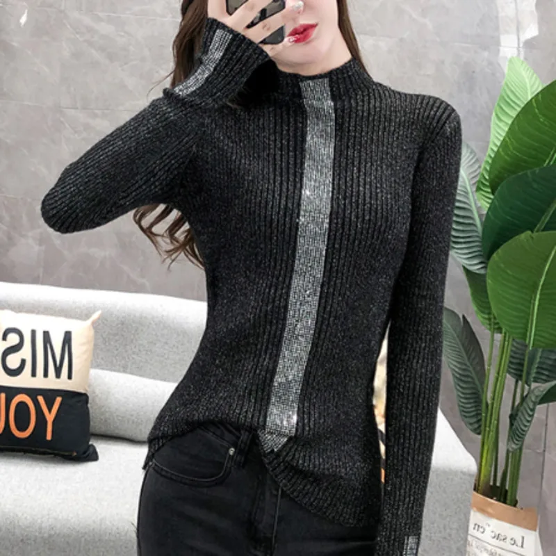 #3806 Shiny Women Sweaters And Pullovers High Neck Knitwear Basic Sweater Tight Casual Slim Knitted Top Ladies Black Green Blue
#3806 Shiny Women Sweaters And Pullovers High Neck Knitwear Basic Sweater Tight Casual Slim Knitted Top Ladies Black Green Blue