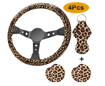 Neoprene Universal Car Steering Wheel Cover Shallow Leopord Pattern Grip Cover Keychain 4 jian tao Printed
Neoprene Universal Car Steering Wheel Cover Shallow Leopord Pattern Grip Cover Keychain 4 jian tao Printed