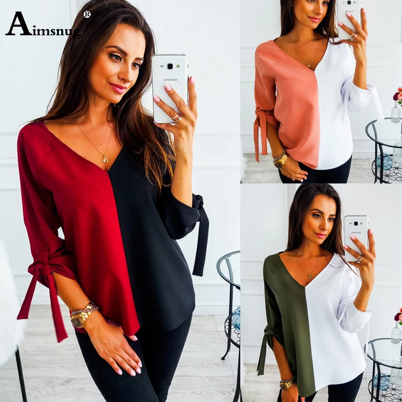 Aimsnug Plus size Lady Spring and Autumn Raglan Sleeves Colorblock Deep V-neck Tops Women T-shirt Casual Loose Female Tee shirt
Aimsnug Plus size Lady Spring and Autumn Raglan Sleeves Colorblock Deep V-neck Tops Women T-shirt Casual Loose Female Tee shirt