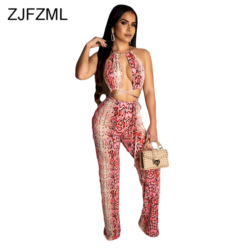 Snake Skin Print Sexy Jumpsuit For Women Waist Band Cut Out Backless Wide Leg Romper Summer Halter Off Shoulder Beach Bodysuit
Snake Skin Print Sexy Jumpsuit For Women Waist Band Cut Out Backless Wide Leg Romper Summer Halter Off Shoulder Beach Bodysuit