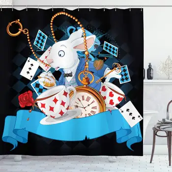 Alice in Wonderland Shower Curtain, Rabbit Motion Cups Hearts and Flower Character Alice Cartoon Style, Cloth Fabric Bathroom
Alice in Wonderland Shower Curtain, Rabbit Motion Cups Hearts and Flower Character Alice Cartoon Style, Cloth Fabric Bathroom