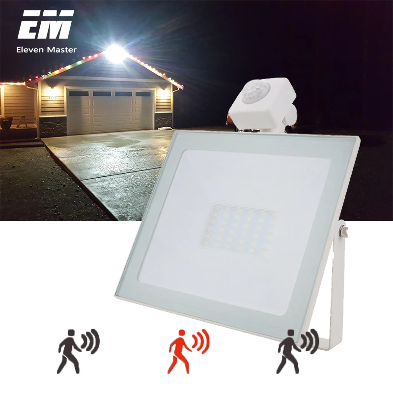 

10W 20W 30W 50W LED Flood Light with Motion Sensor AC110V 220V LED Floodlight IP66 Waterproof Outdoor Spotlight Garden ZFG0008