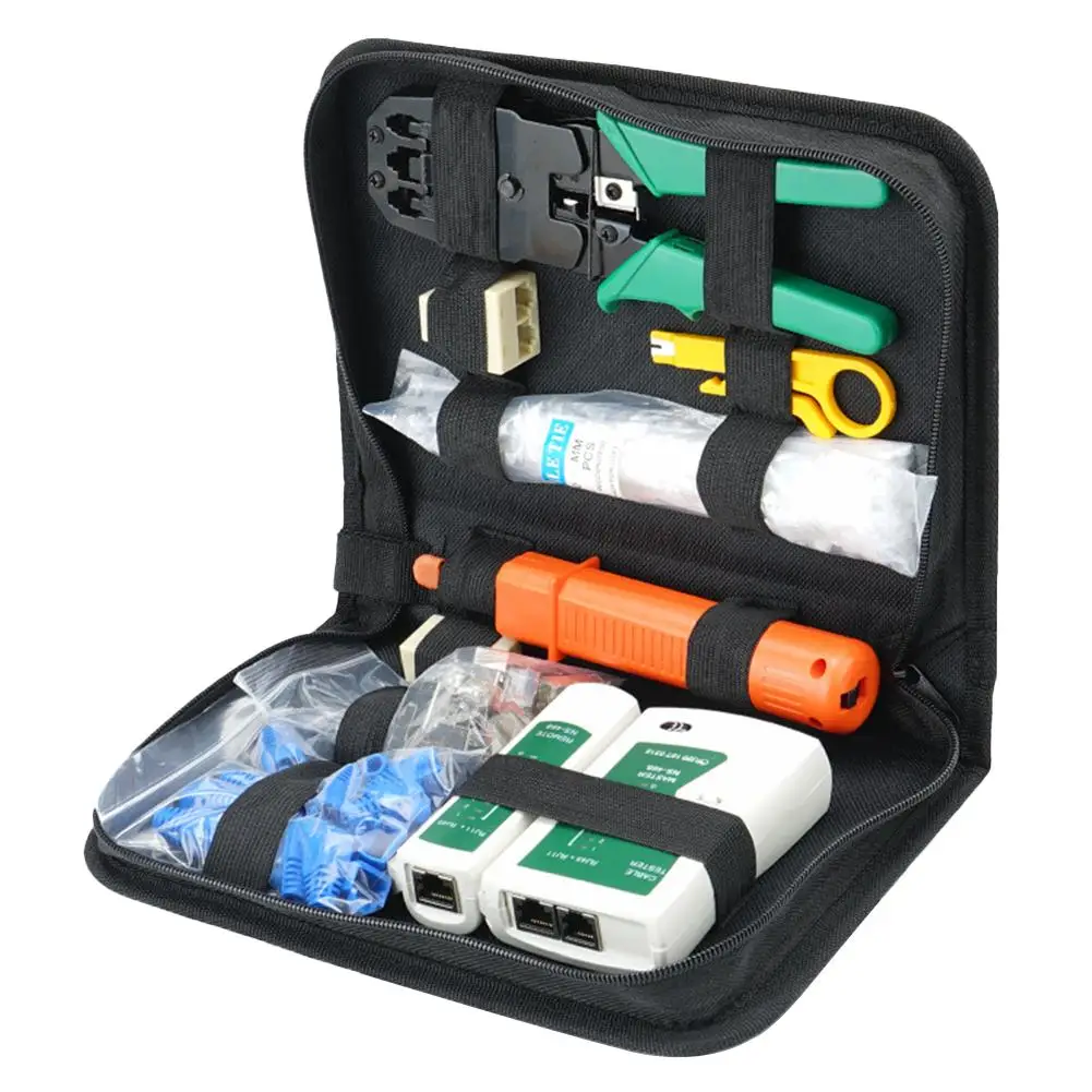 In Stock!Computer Network Repair Tool Kit LAN Cable Tester Wire Cutter Screwdriver Pliers Crimping Maintenance Set Bag | Компьютеры и