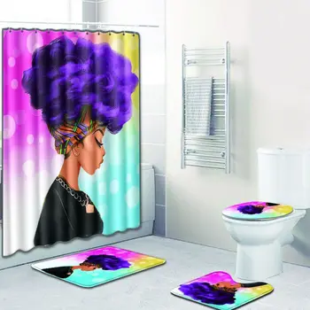 4Pcs/Set Elegant African Woman Pattern Shower Curtain Mat Set Non Slip Rugs Carpet for Bathroom Toliet Bath Rug Washable
4Pcs/Set Elegant African Woman Pattern Shower Curtain Mat Set Non Slip Rugs Carpet for Bathroom Toliet Bath Rug Washable
