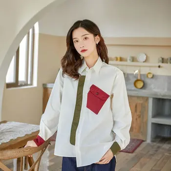 White Women Blouse Fashion New Single Breast Pocket Full Sleeve 2020 Spring Patchwork Minority Casual Shirt DMY2418
White Women Blouse Fashion New Single Breast Pocket Full Sleeve 2020 Spring Patchwork Minority Casual Shirt DMY2418