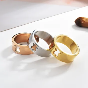 European and American Style Simple Hollowed Out Cartoon Bear Titanium Steel Ring Unisex Ring Jewelry Foreign Trade Hot
European and American Style Simple Hollowed Out Cartoon Bear Titanium Steel Ring Unisex Ring Jewelry Foreign Trade Hot